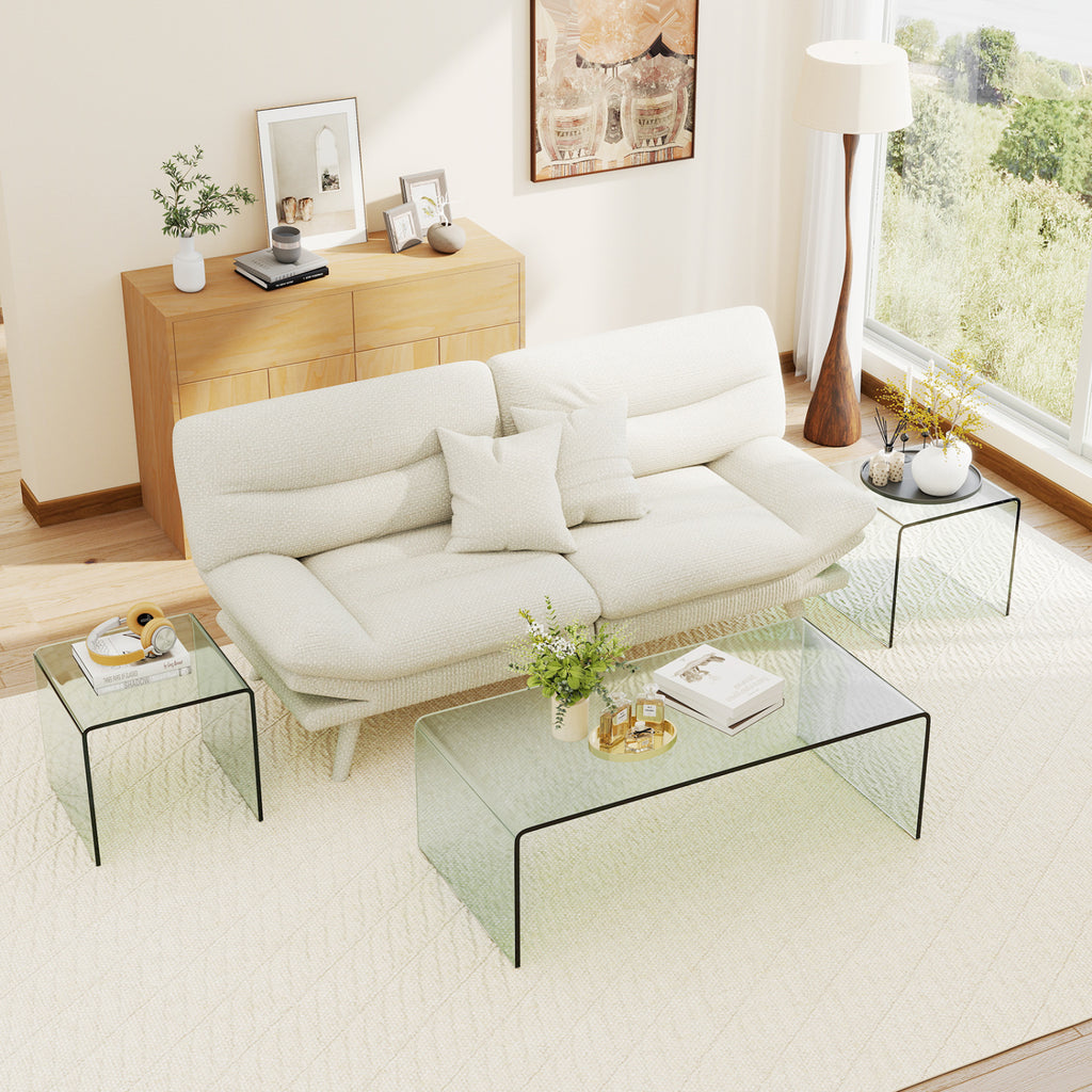 Tempered Glass Coffee Table Set - 1 Coffee & 2 End Tables