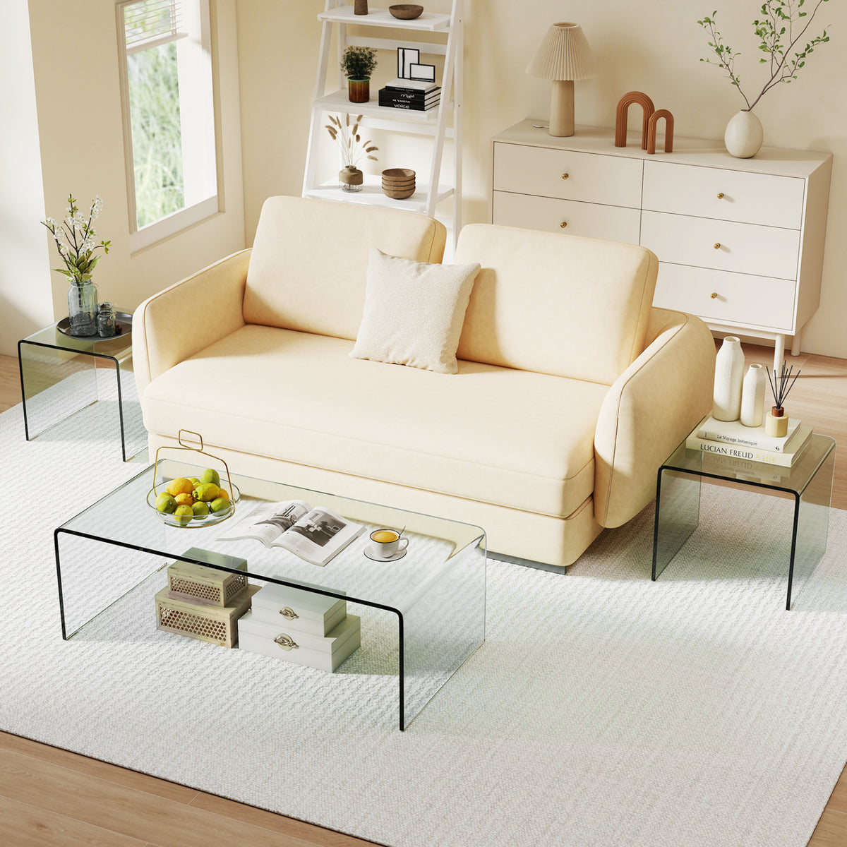 Tempered Glass Coffee Table Set - 1 Coffee & 2 End Tables