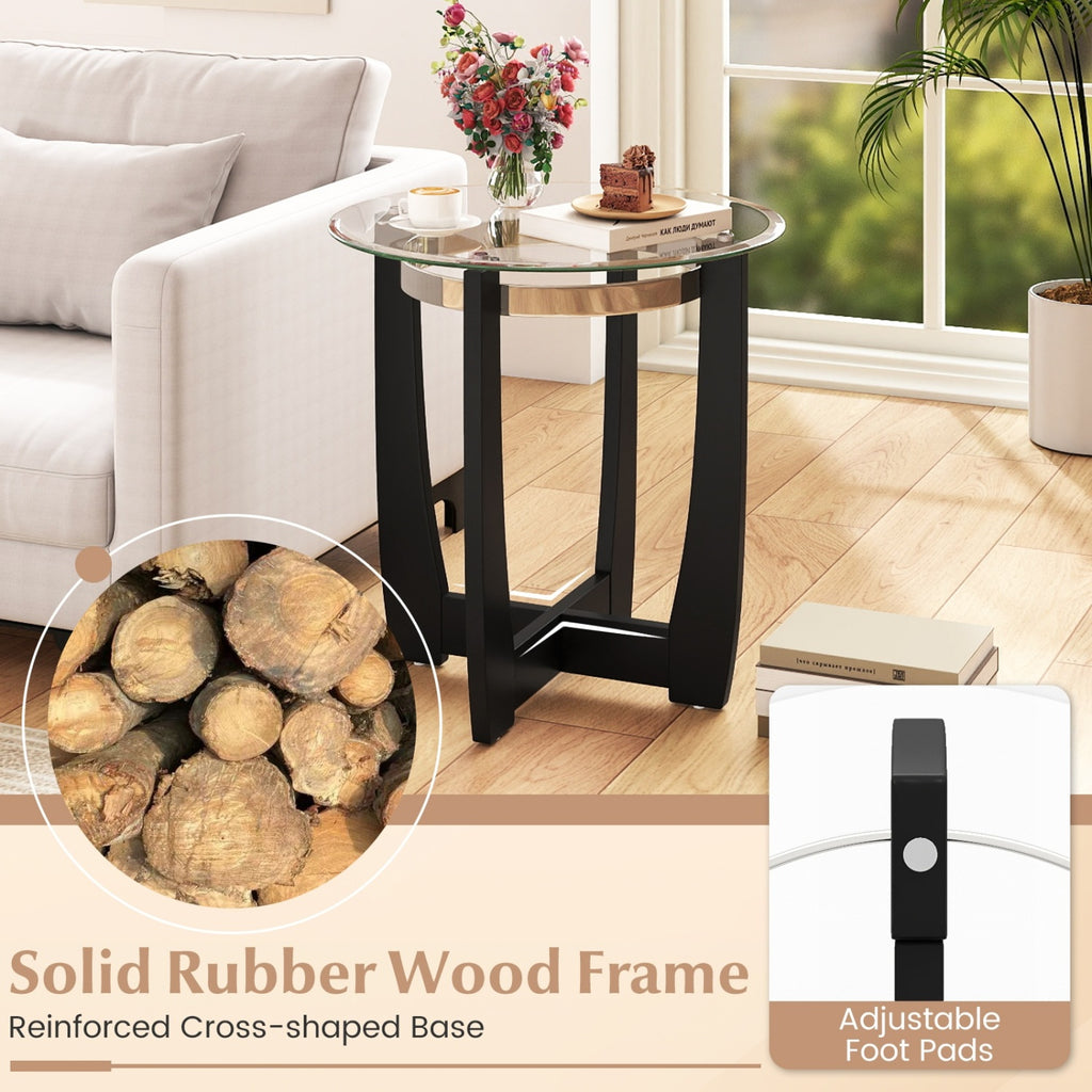 Tempered Glass Coffee Table Set of 3 - Black
