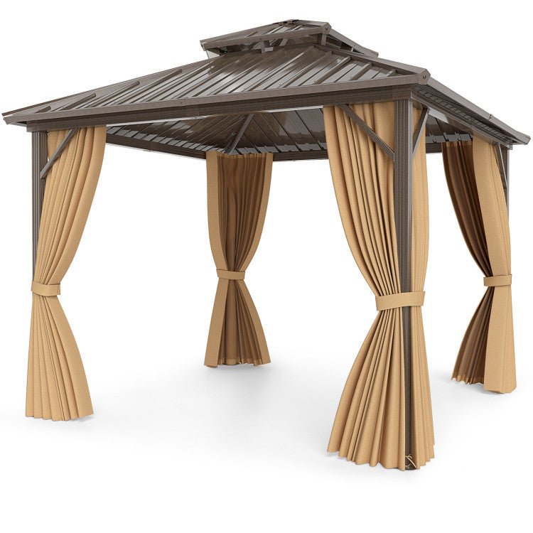 The Complete Outdoor Living Bundle: Hardtop Gazebo and 4-Piece Rattan