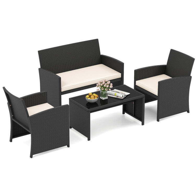 The Complete Outdoor Living Bundle: Hardtop Gazebo and 4-Piece Rattan