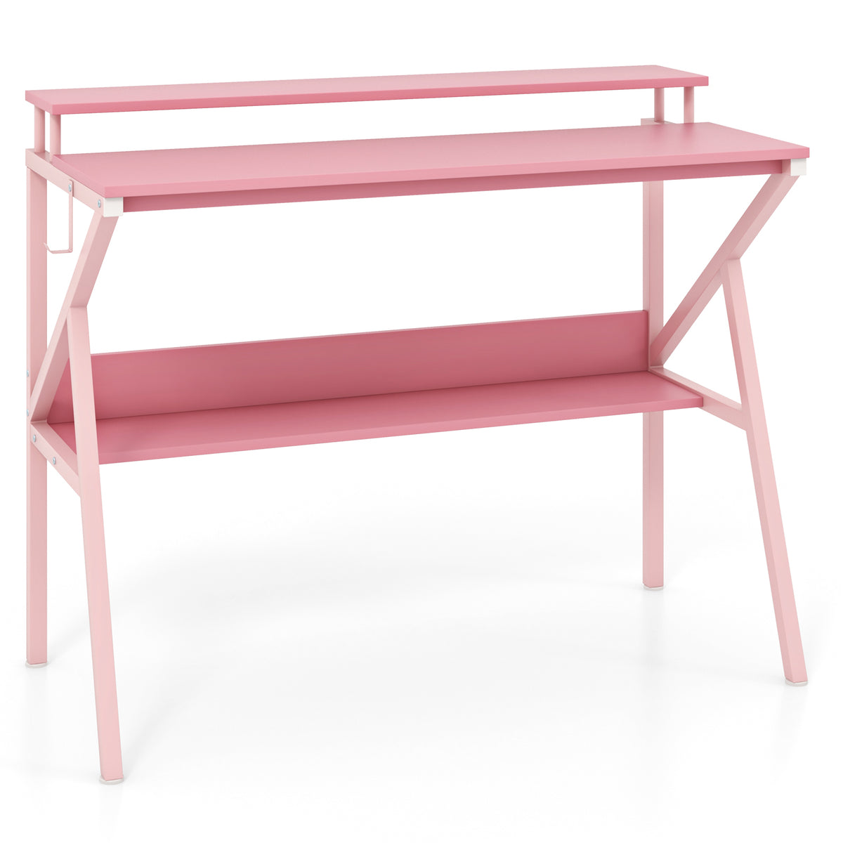 Computer Desk with Monitor Stand and Storage Shelf - Black