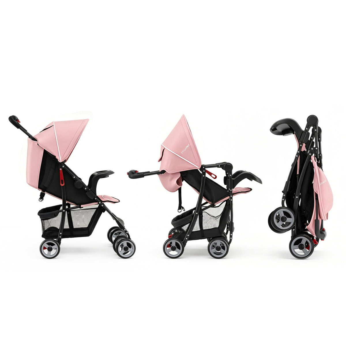 Toddler Compact Travel Stroller with Canopy & 2-Position Backrest - Pink
