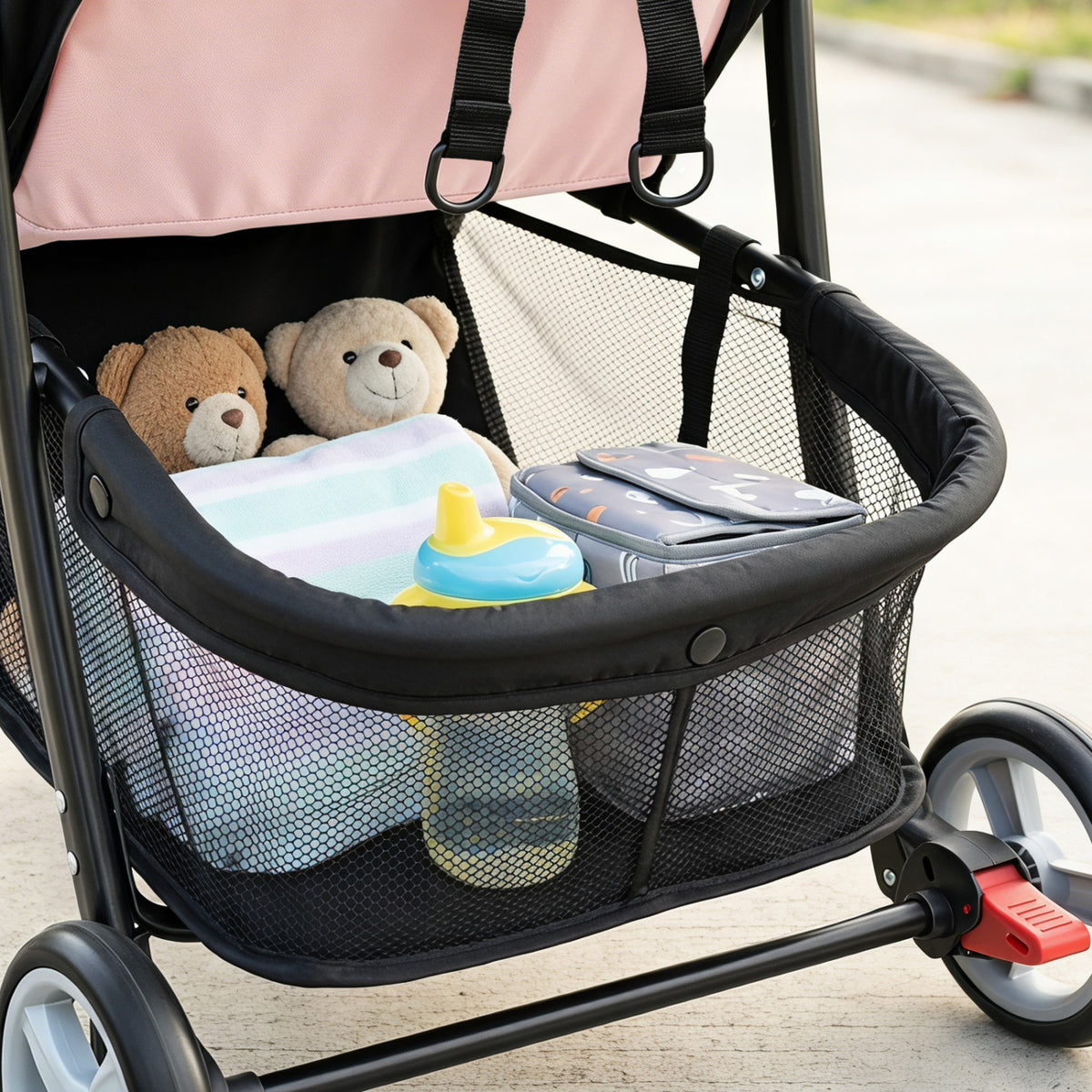 Toddler Compact Travel Stroller with Canopy & 2-Position Backrest - Pink