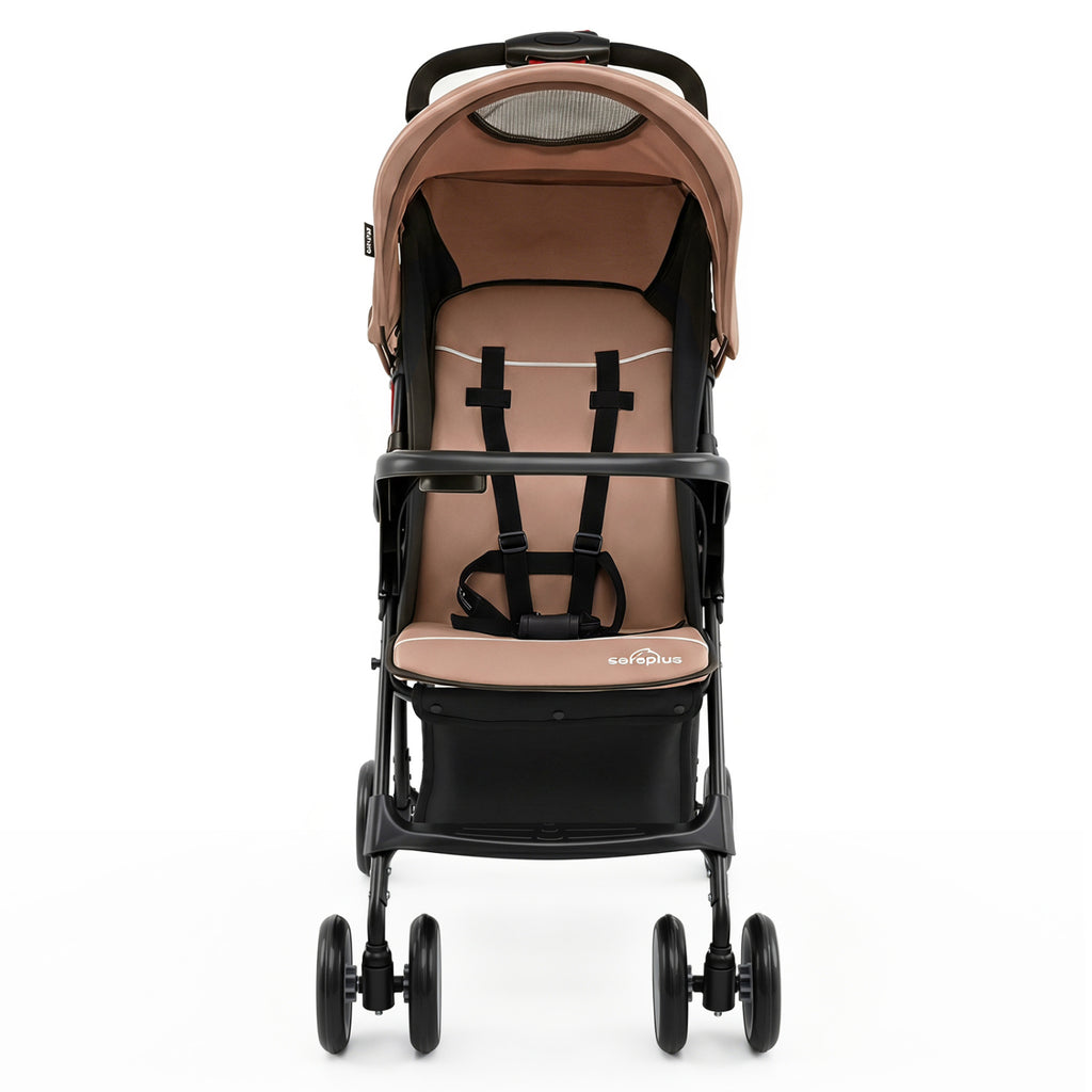 Toddler Compact Travel Stroller with Canopy and Adjustable Backrest - 2 Positions, Brown