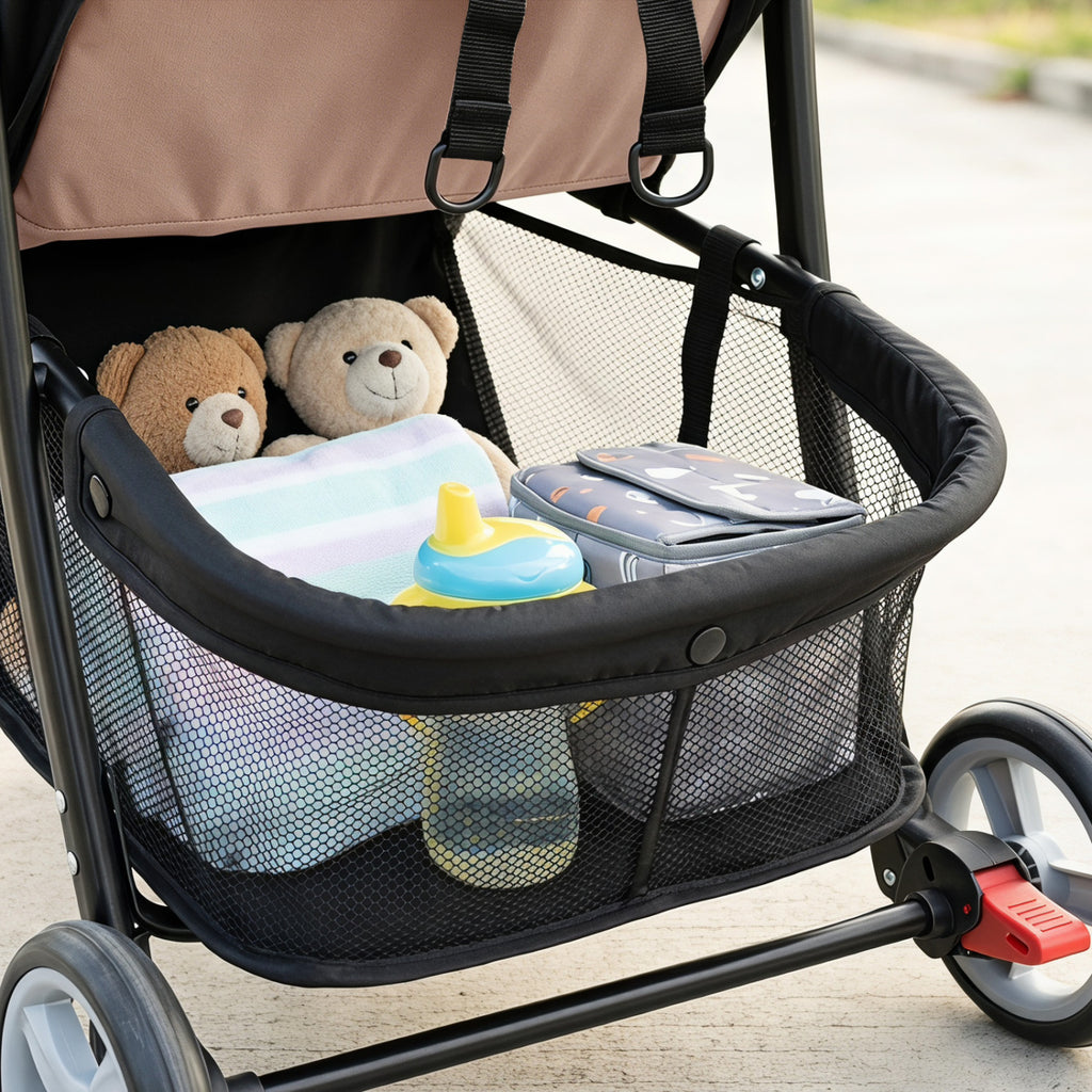 Toddler Compact Travel Stroller with Canopy and Adjustable Backrest - 2 Positions, Brown