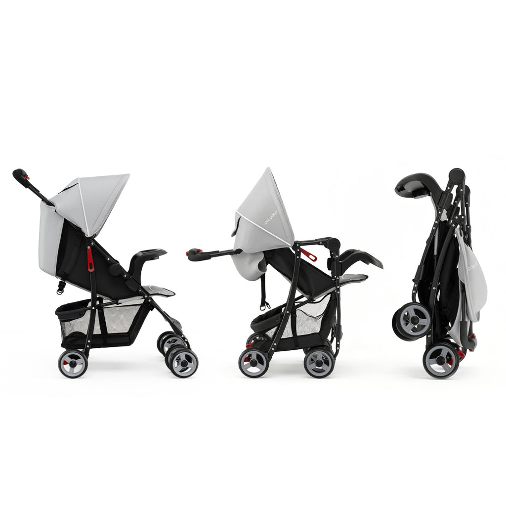 Toddler Compact Travel Stroller with Canopy & 2-Position Backrest - Gray
