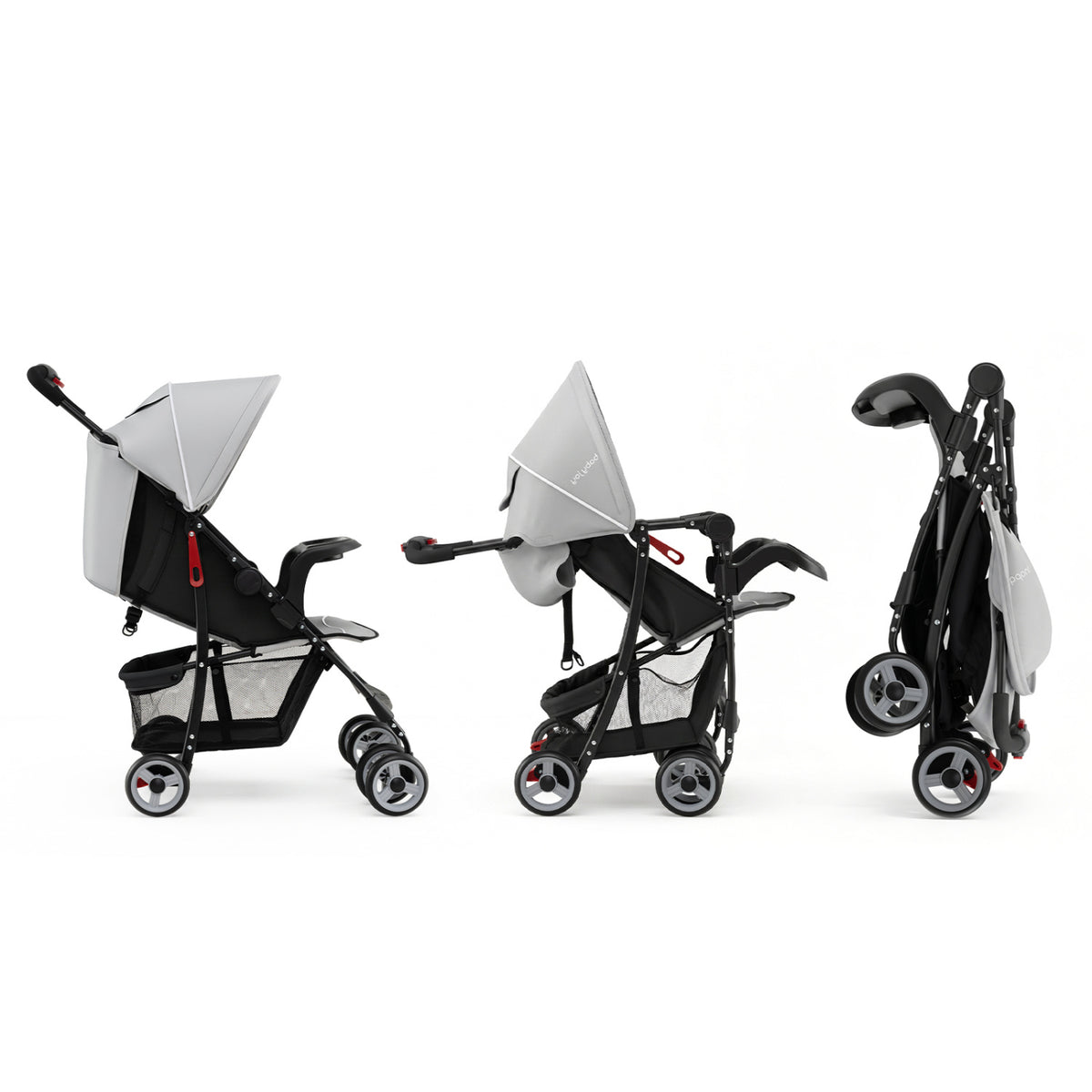 Toddler Compact Travel Stroller with Canopy & 2-Position Backrest - Gray