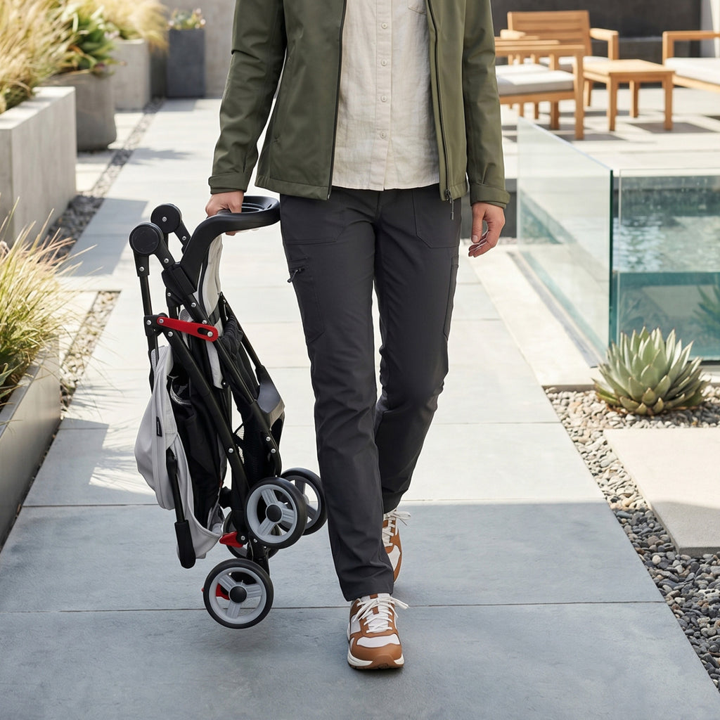 Toddler Compact Travel Stroller with Canopy & 2-Position Backrest - Gray