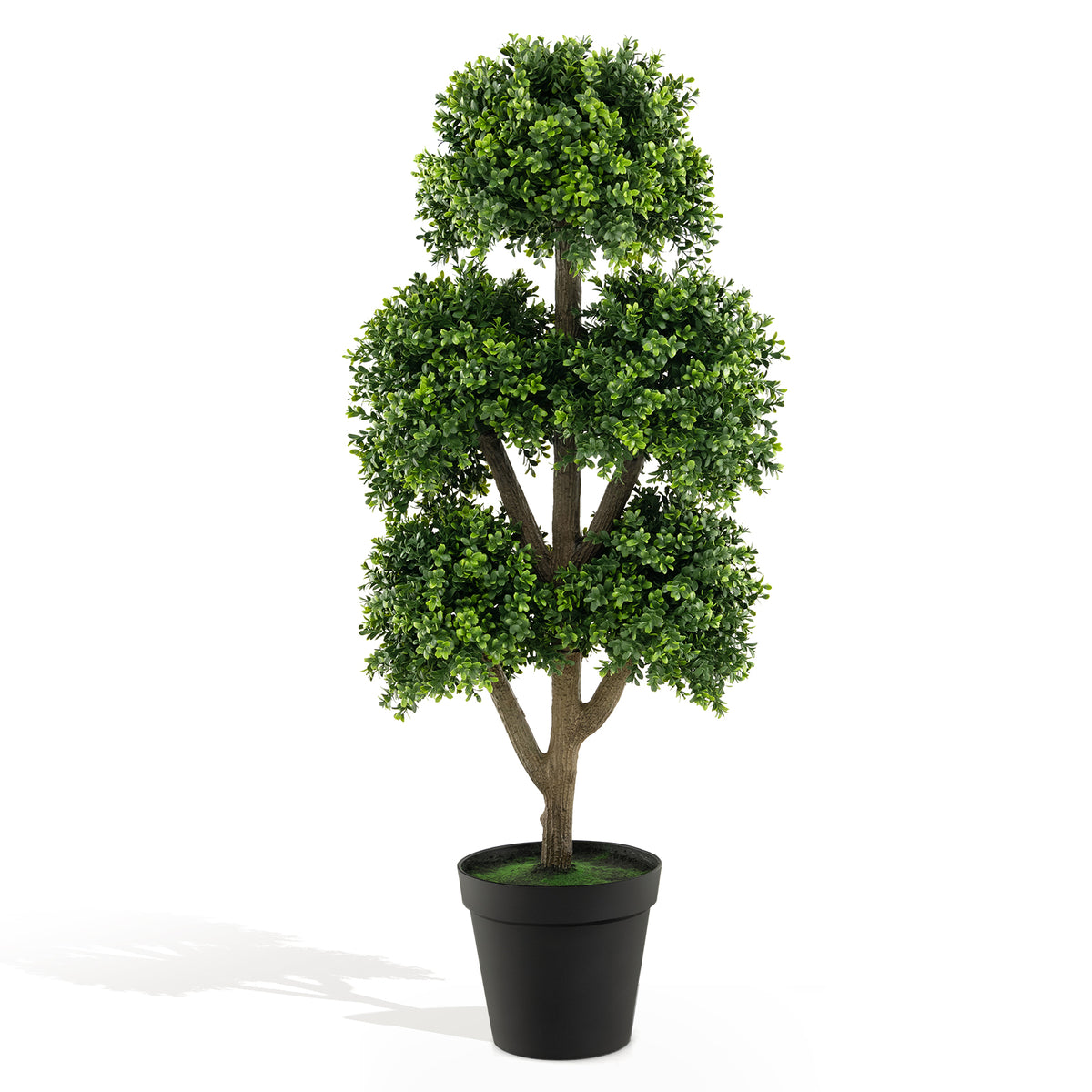 45 Inch Artificial Boxwood Topiary Tree - Faux Greenery for Home & Office