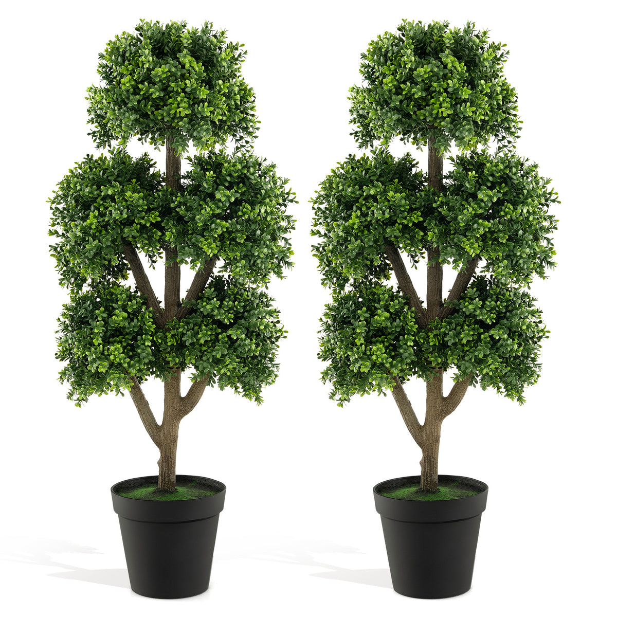 45 Inch Artificial Boxwood Topiary Tree - Faux Greenery for Home & Office