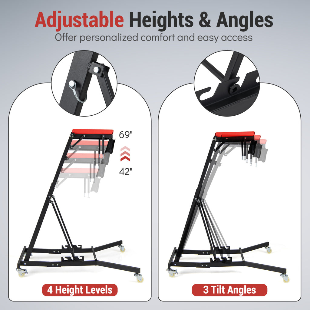 Automotive Engine Creeper - 400 lbs Capacity, Adjustable Height 42-69"