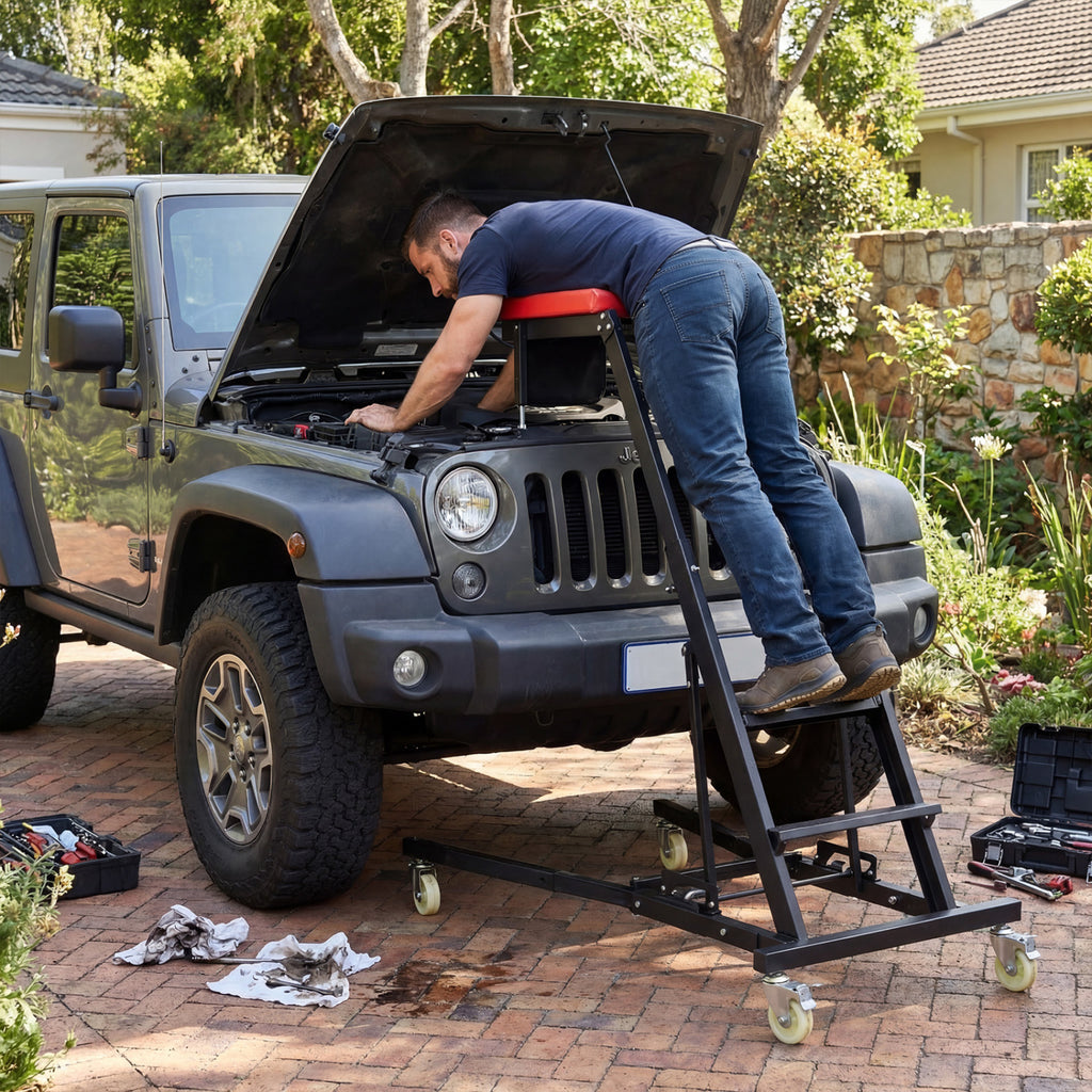 Automotive Engine Creeper - 400 lbs Capacity, Adjustable Height 42-69"