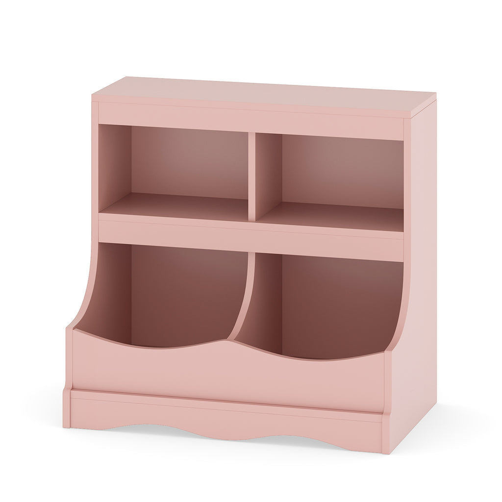 Kids Toy Storage Organizer 4 Cubby Kids Bookcase - Pink, Child-Friendly