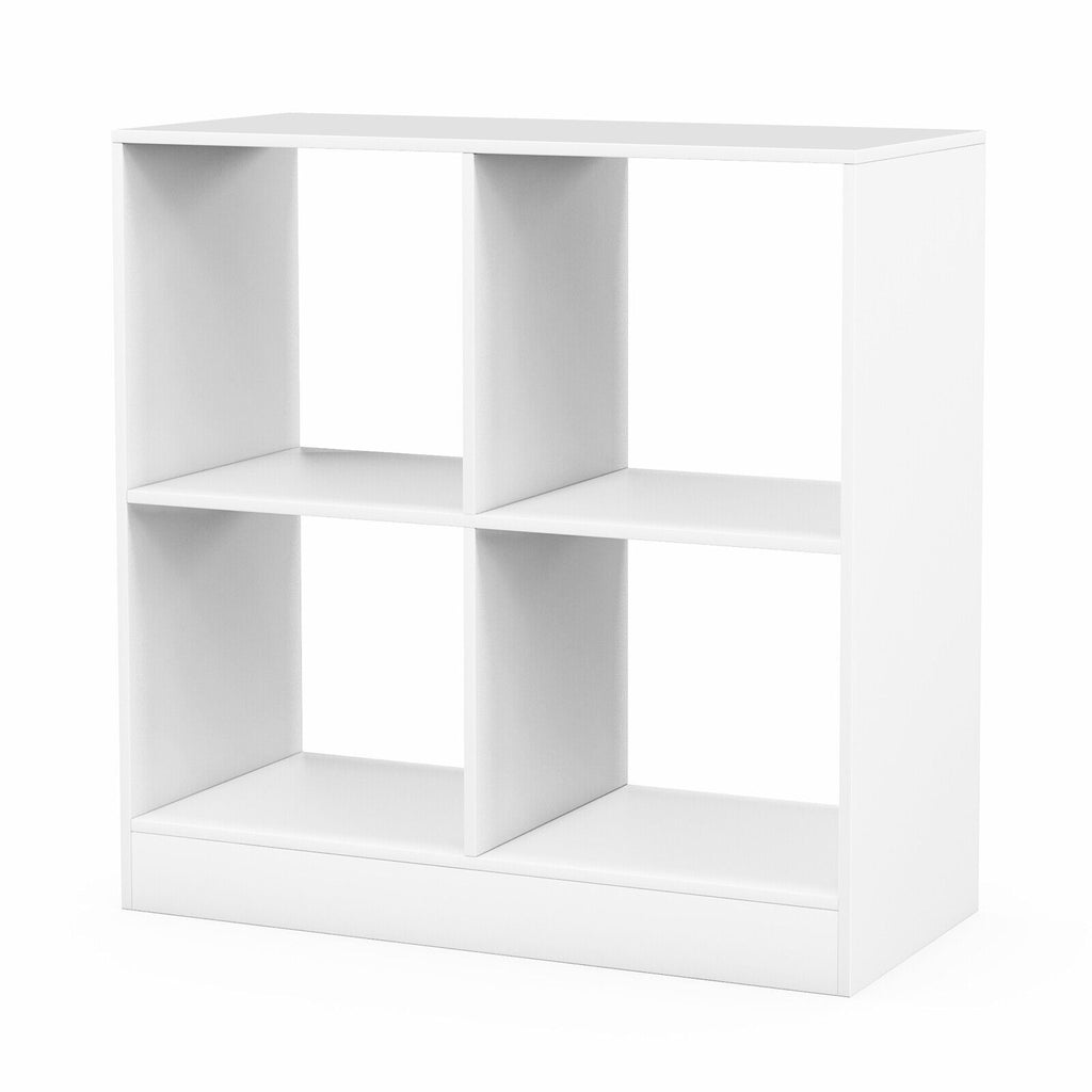 Kids Bookcase with 4 Cubes - Freestanding Storage Shelf, White