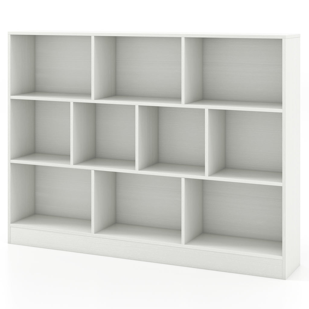 Wooden Toy Storage Organizer with 10 Cubes - White Kids Room Storage