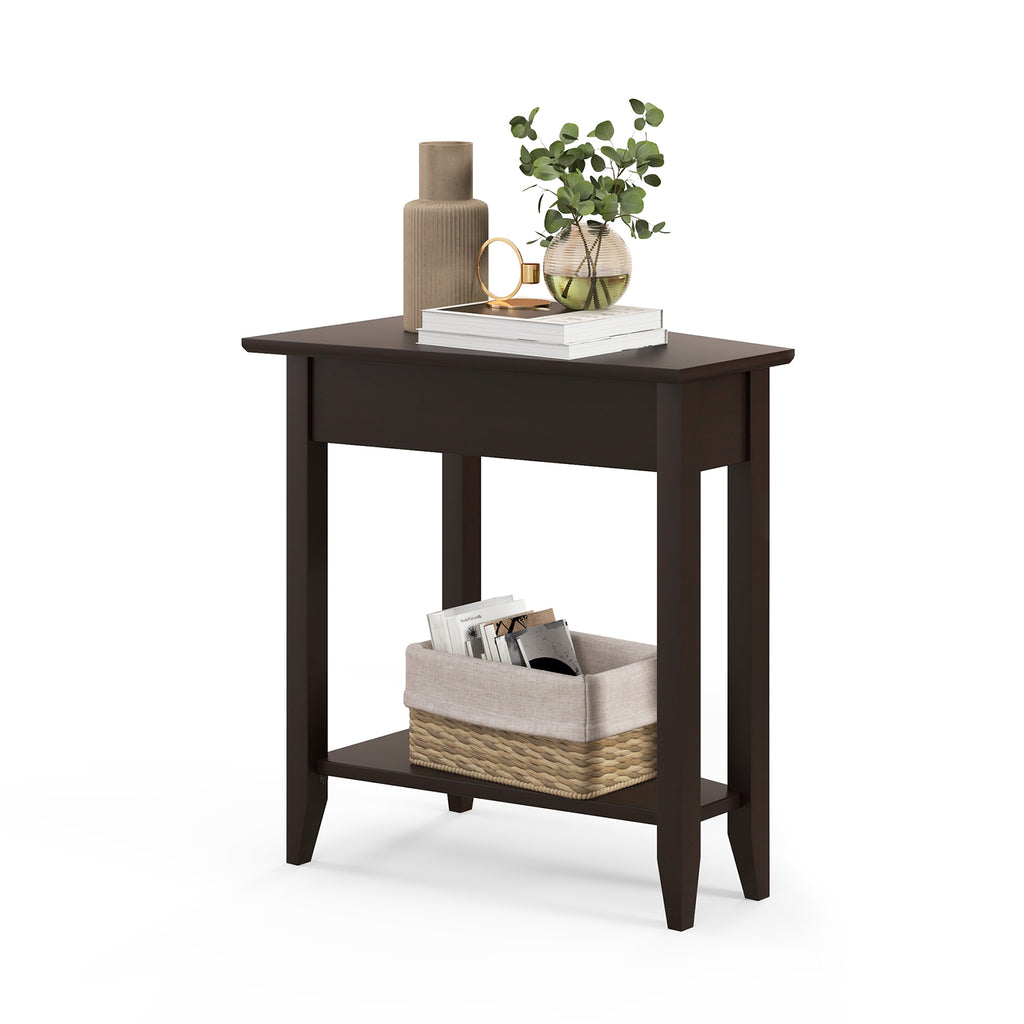 2-Tier Teak Wood End Table - Sofa Side
