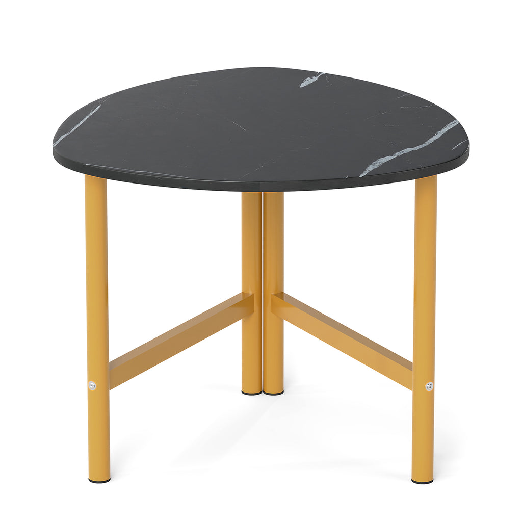 Set of 2 Triangle Coffee Table with Metal Legs - Black