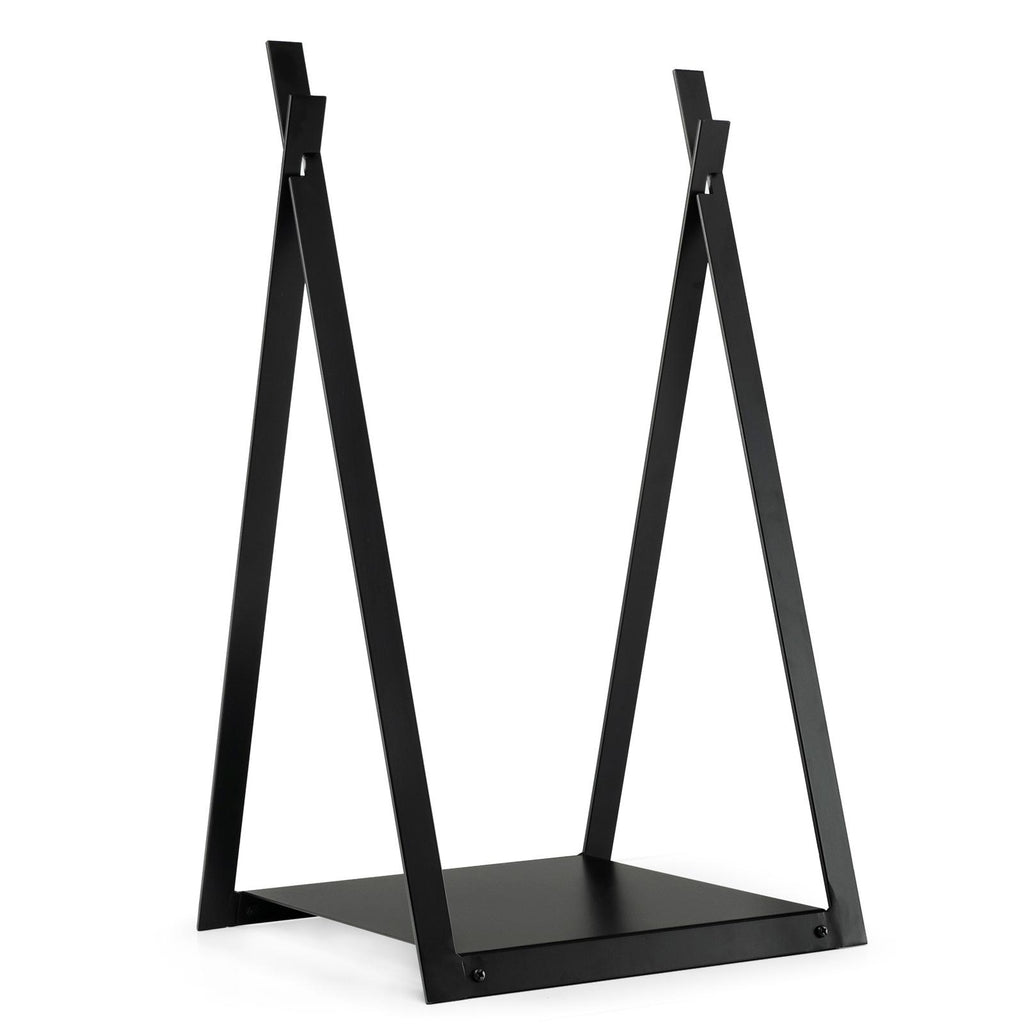 Triangle Firewood Rack with Raised Base – Black