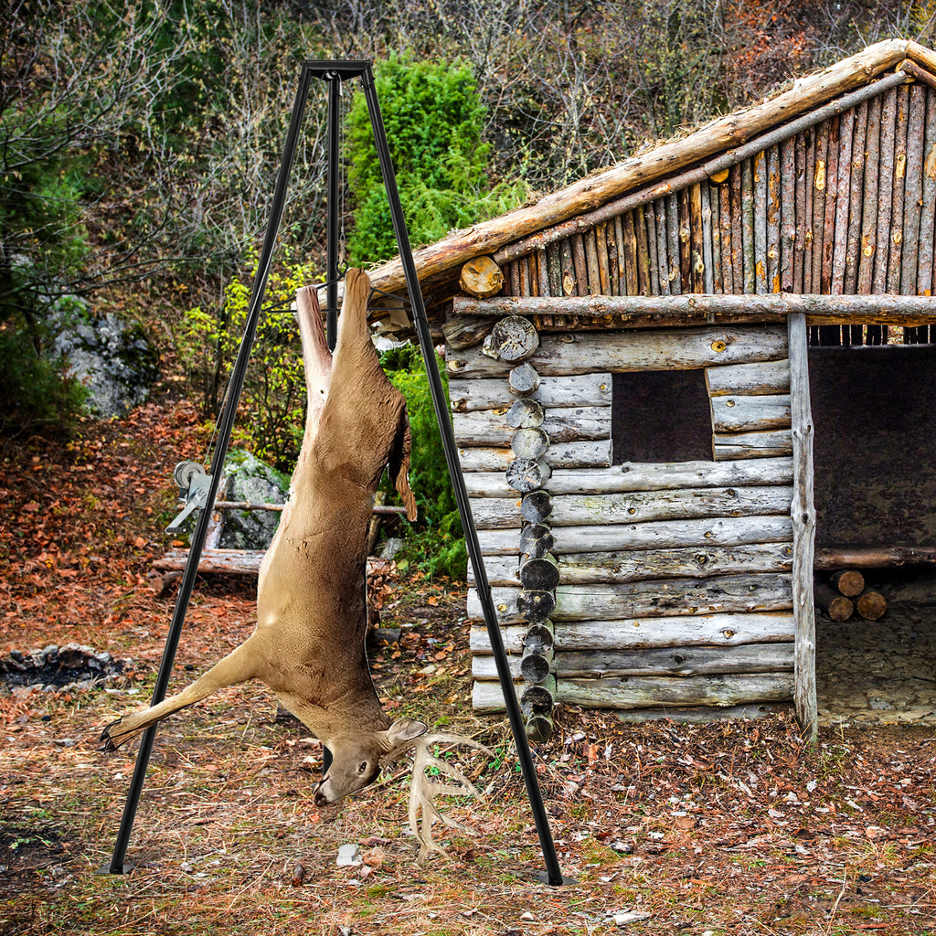 Tripod Game Hoist Deer Hanger 600 LBS Capacity Skinning Rack