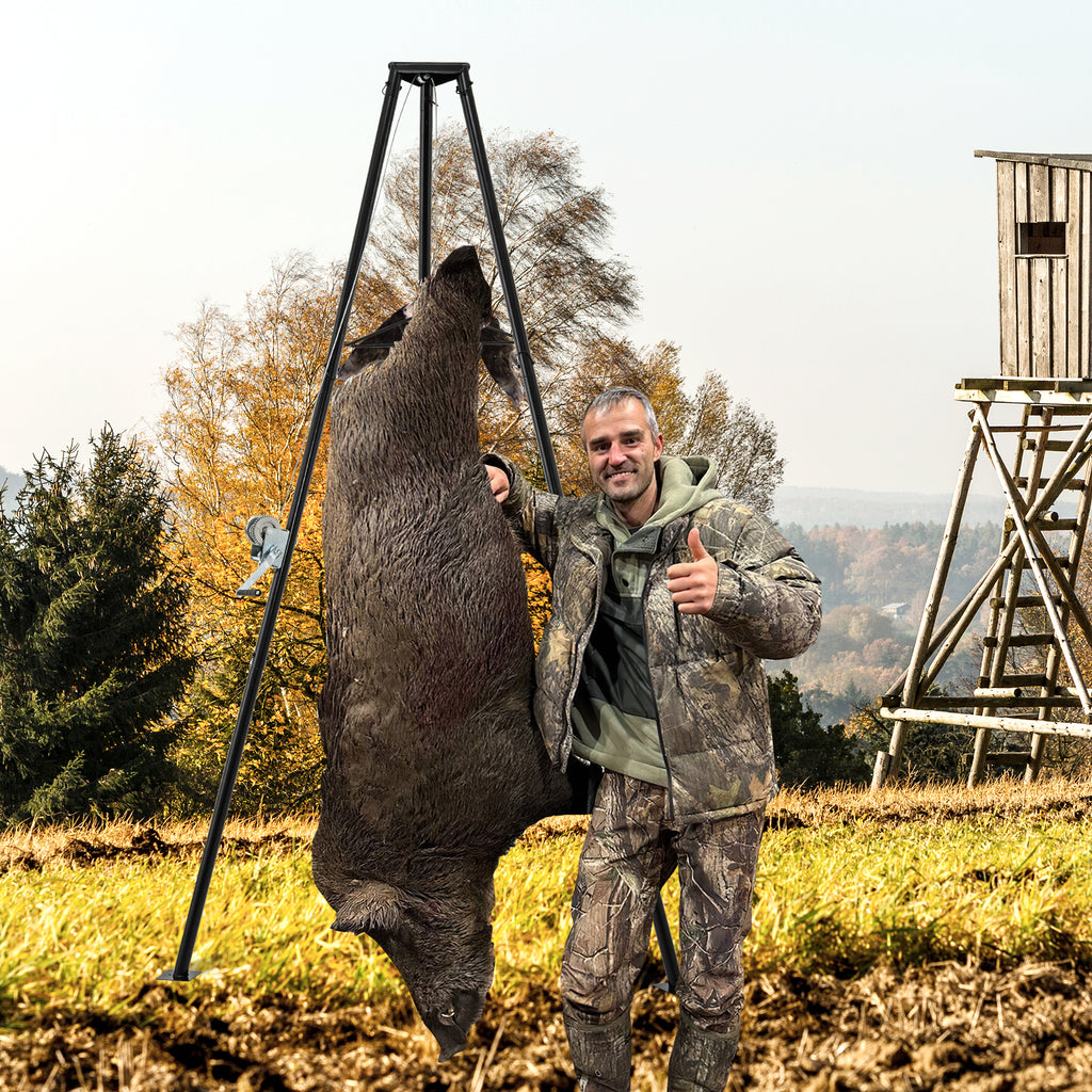 Tripod Game Hoist Deer Hanger 600 LBS Capacity Skinning Rack