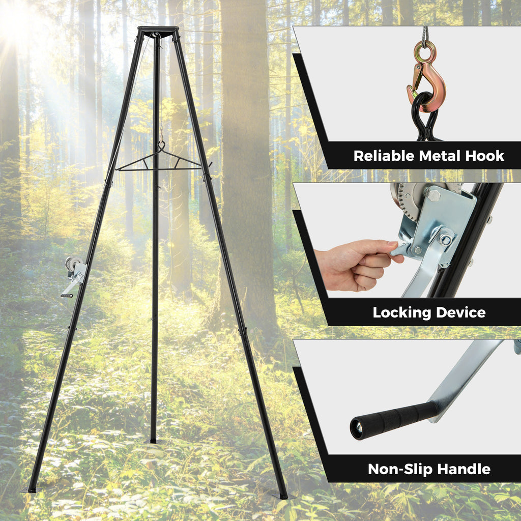 Tripod Game Hoist Deer Hanger 600 LBS Capacity Skinning Rack