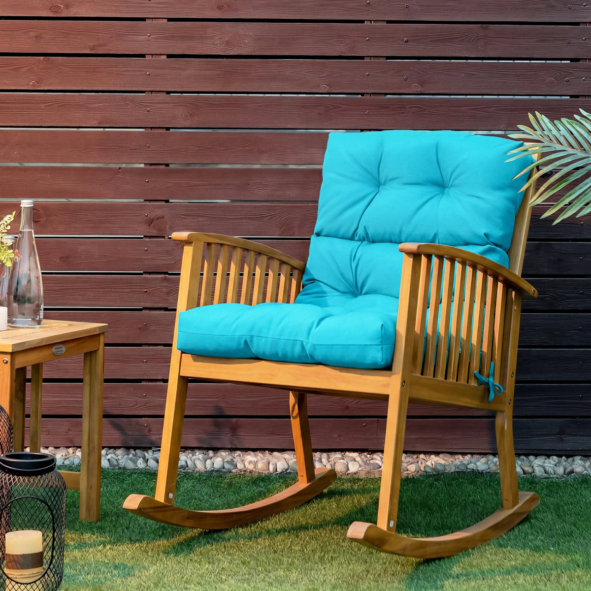 Tufted Patio High Back Chair Cushion with Non-Slip String Ties
