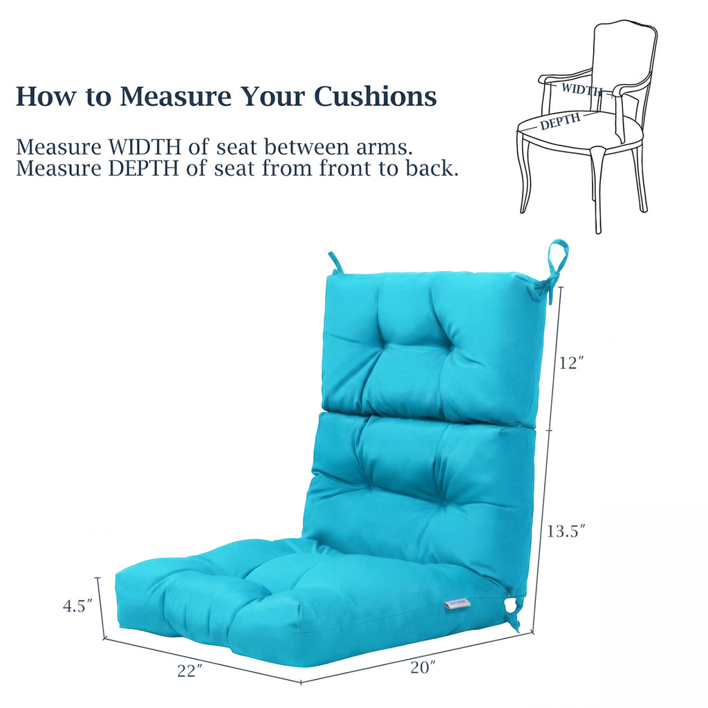 Tufted Patio High Back Chair Cushion with Non-Slip String Ties