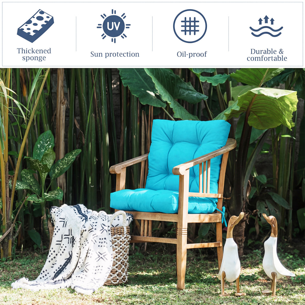 Tufted Patio High Back Chair Cushion with Non-Slip String Ties