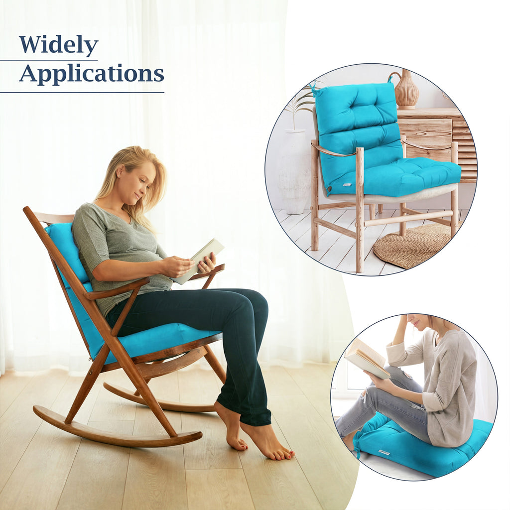 Tufted Patio High Back Chair Cushion with Non-Slip String Ties