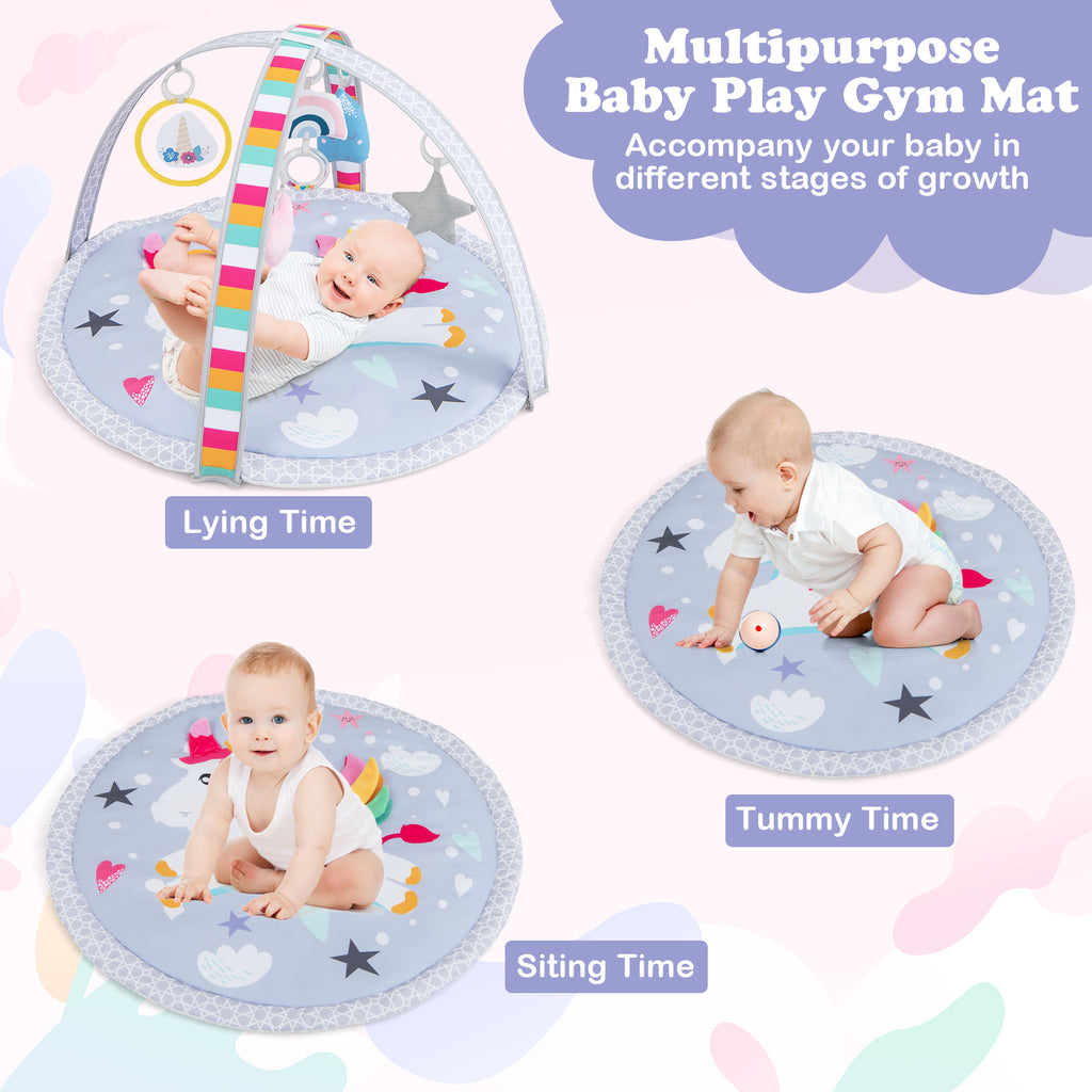 Baby Play Gym Mat 7-in-1 Tummy Time Activity Mat with Detachable Toys - Multicolor