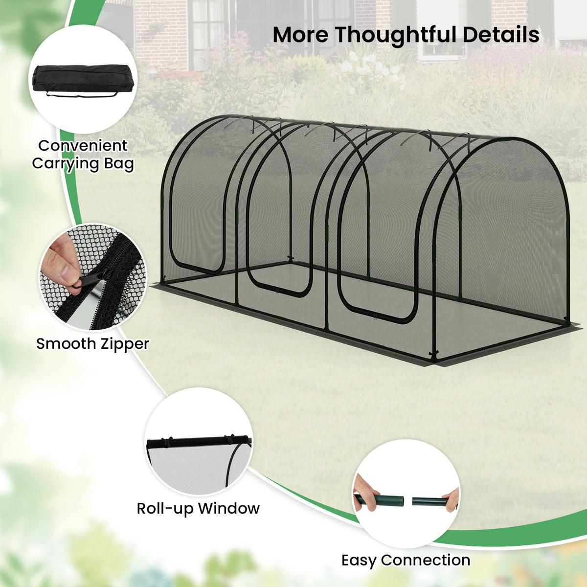 Large Plant Protection Tent with 3 Zippered Doors