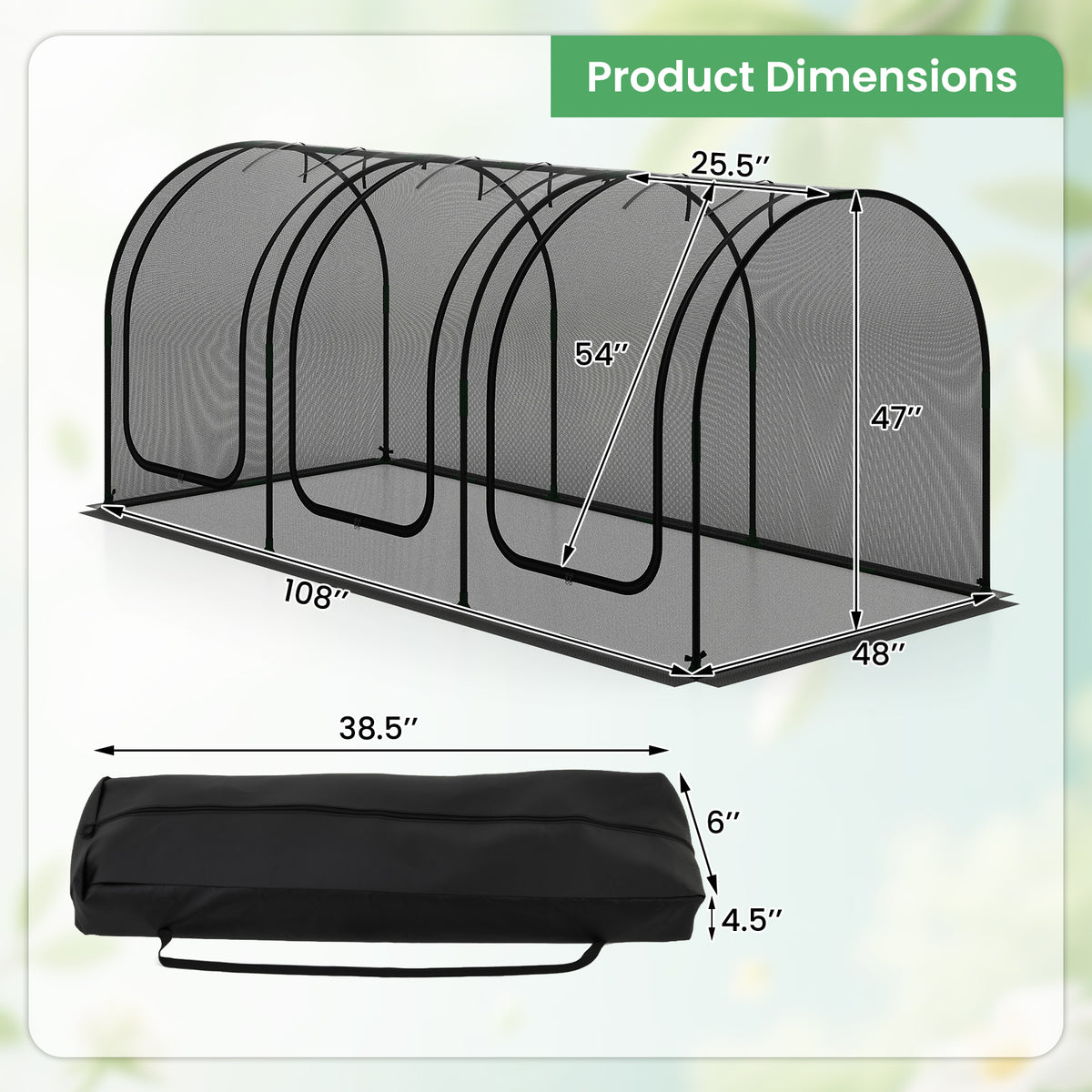 Large Plant Protection Tent with 3 Zippered Doors