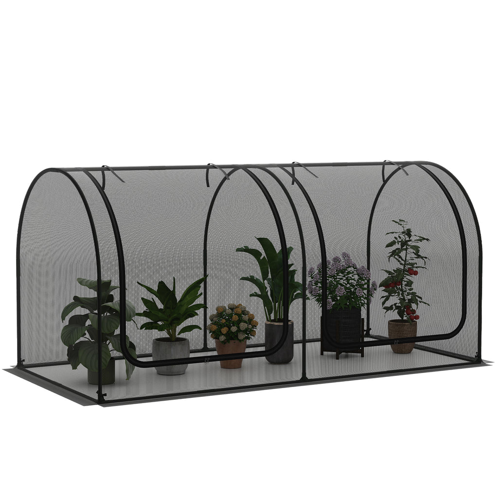 Tunnel Crop Cage Large Portable Plant Protection Tent with 2 Roll-up