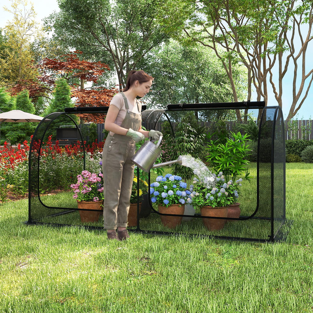 Tunnel Crop Cage Large Portable Plant Protection Tent with 2 Roll-up