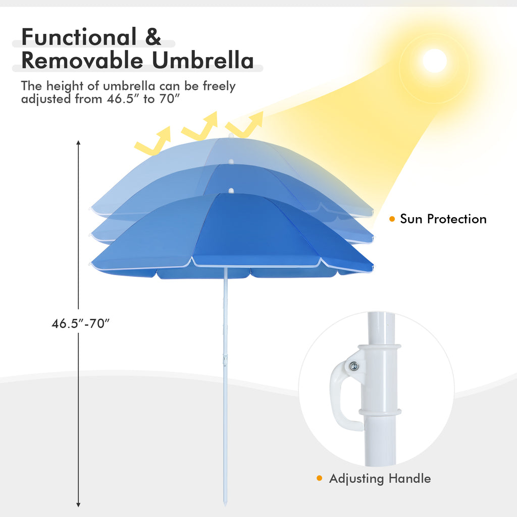 Portable Folding Picnic Double Chair With Removable Umbrella