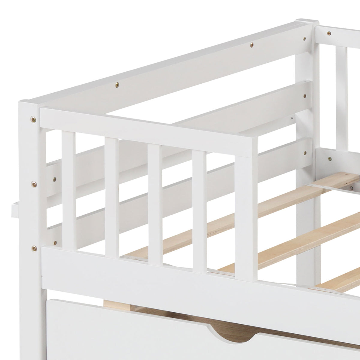 Twin Daybed with Storage Drawers & Safety Fence – White