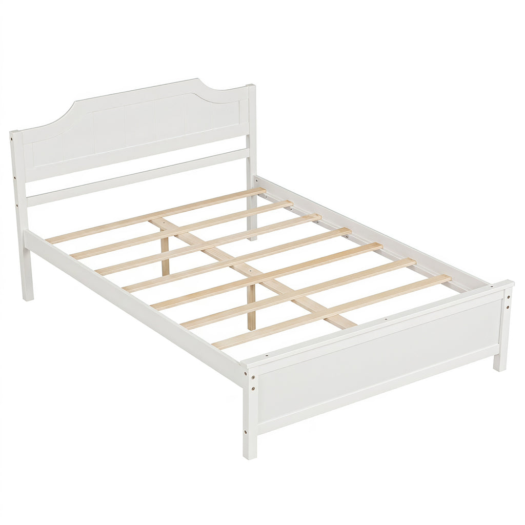 Solid Wood Platform Bed Frame with Headboard - White, Twin Size