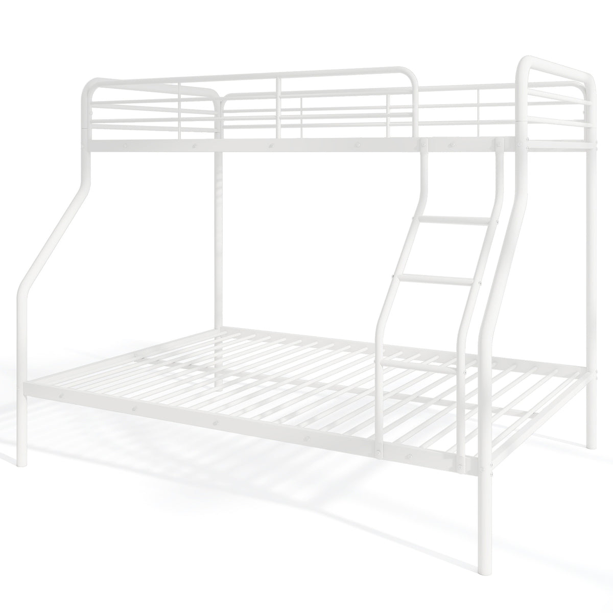 Twin Over Full Bunk Bed with Ladder & Guardrails - Metal, White