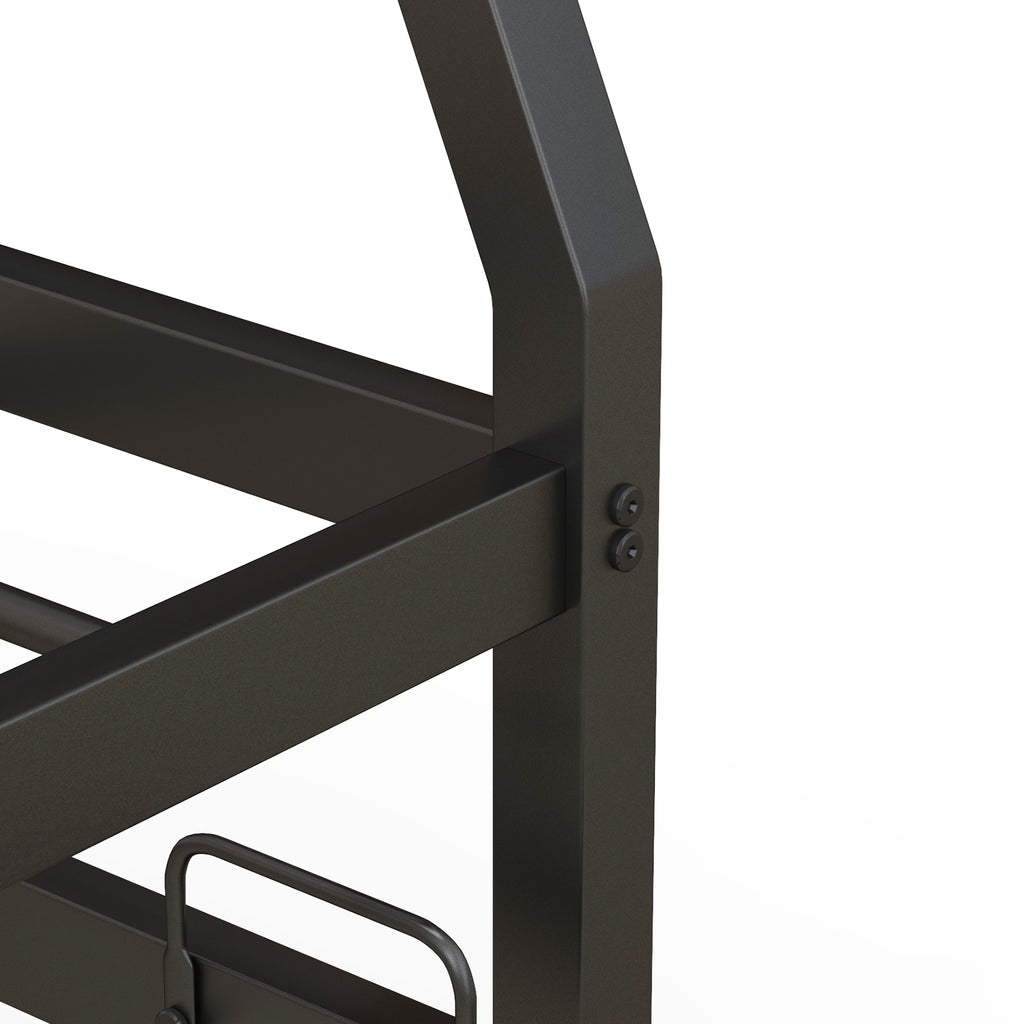 Twin Over Full Metal Bunk Bed with Trundle, Black
