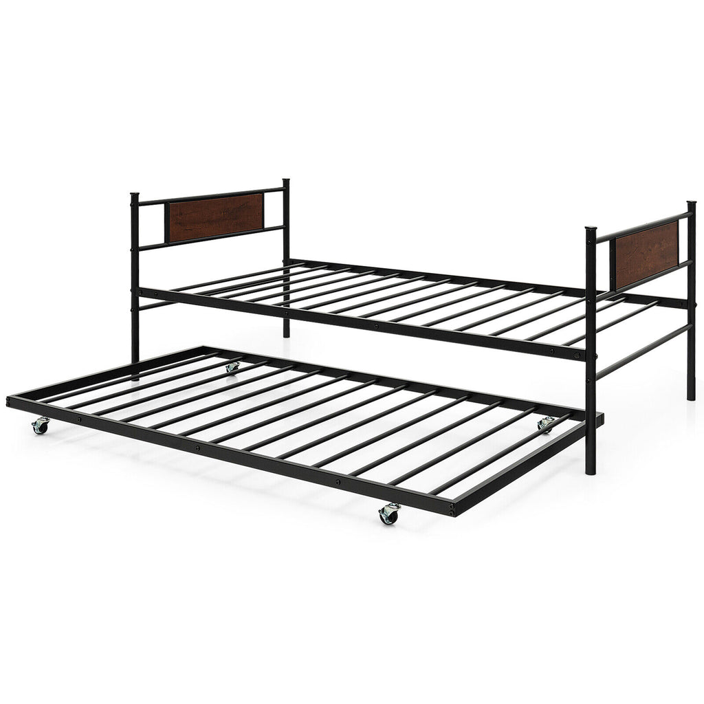Wooden Twin to King Trundle Daybed with Storage Drawers, Brown