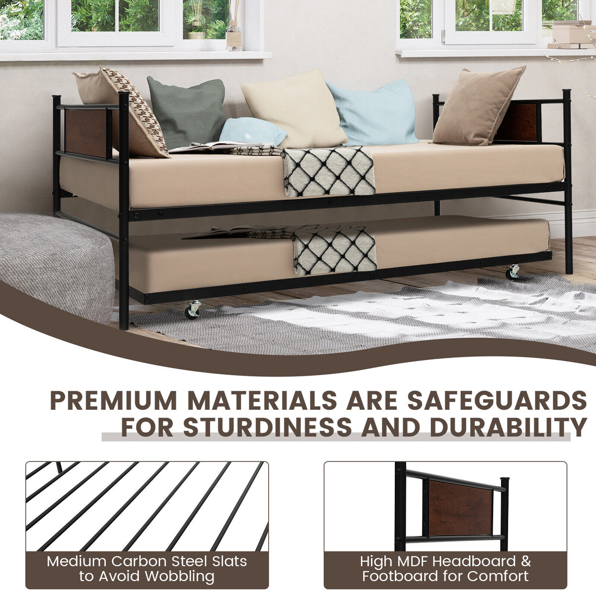 Twin Size Daybed with Pullout Trundle – Industrial