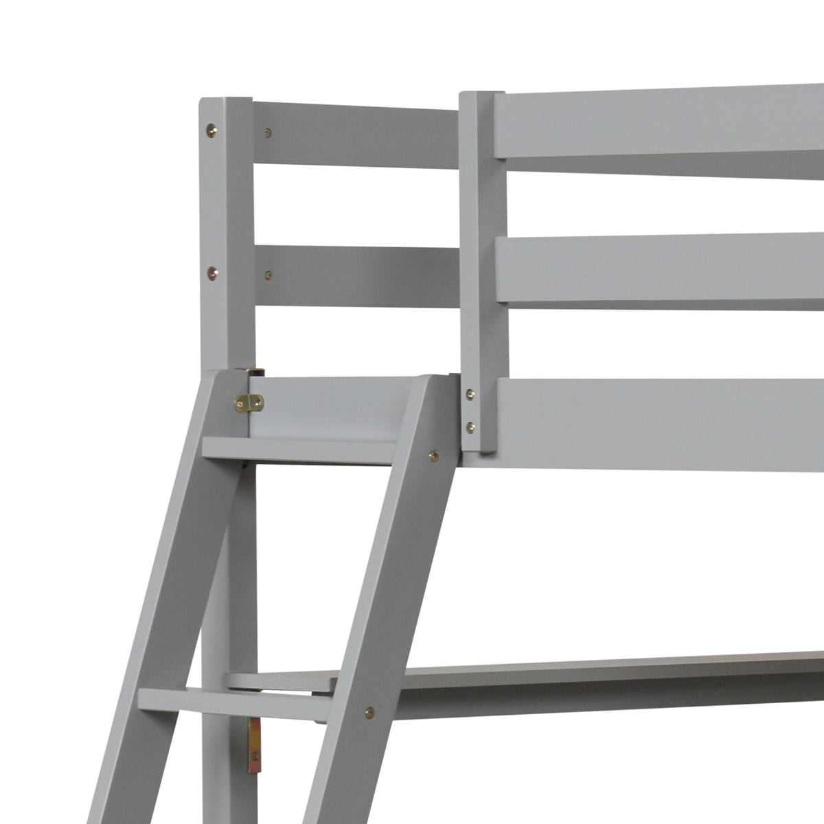 Twin Loft Bed with Desk and Bookshelves - Gray