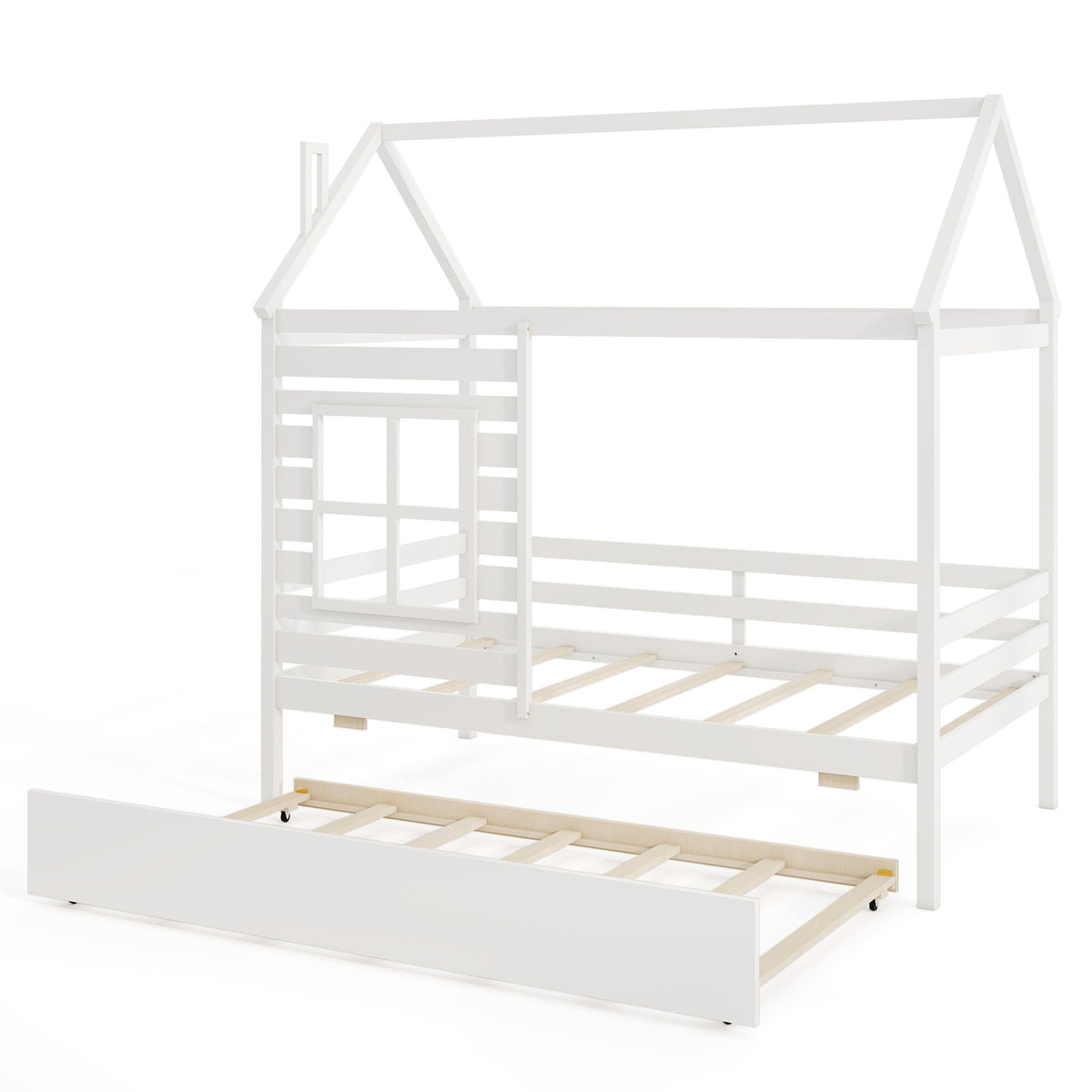 Twin Size House Bed with Trundle - Gray