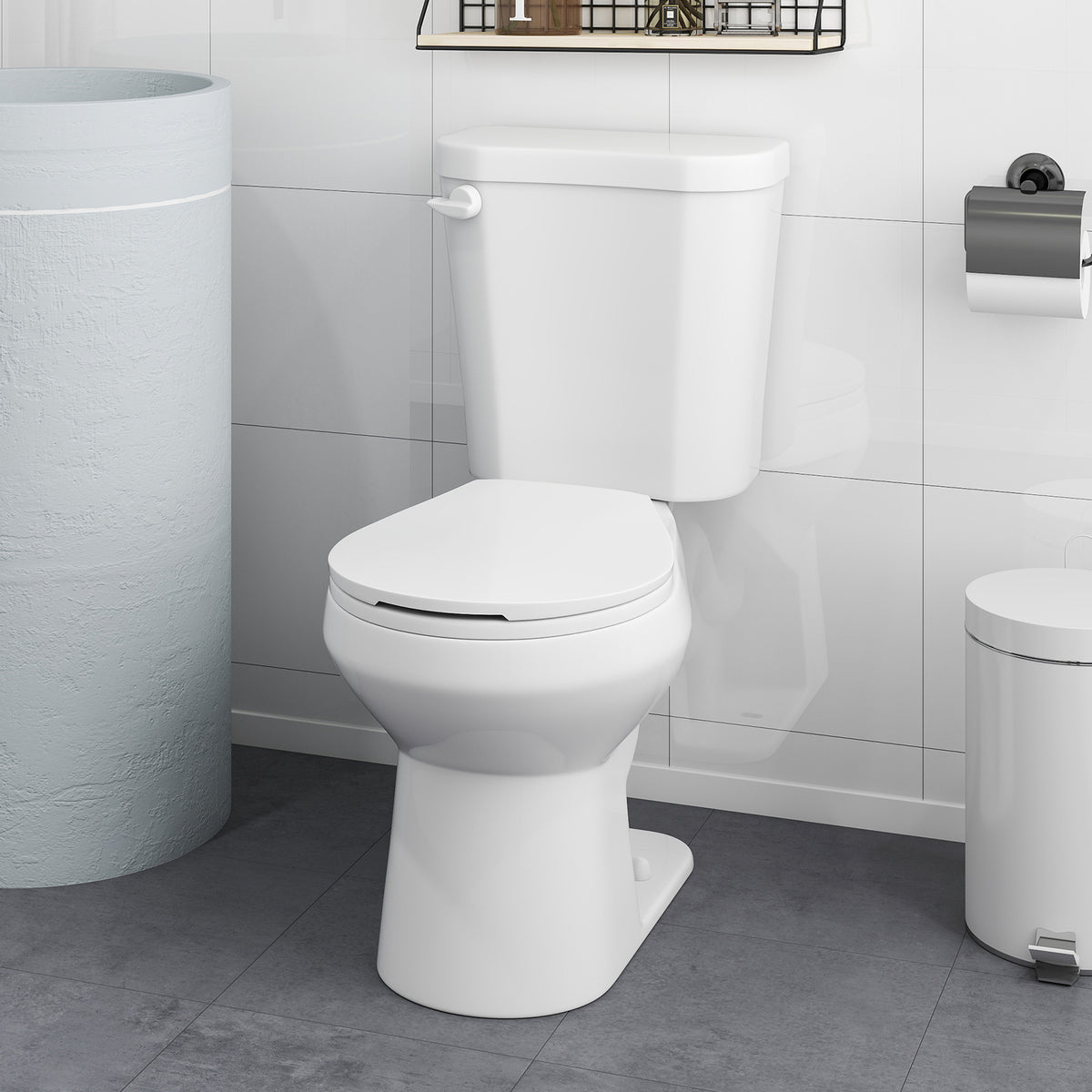 Two-Piece Round Toilet with ADA Comfort Seat - Single Flushing Knob