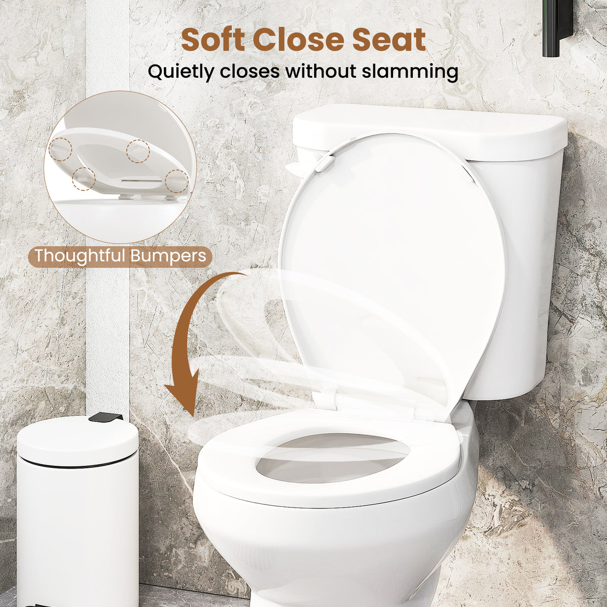 Two-Piece Round Toilet with ADA Comfort Seat - Single Flushing Knob