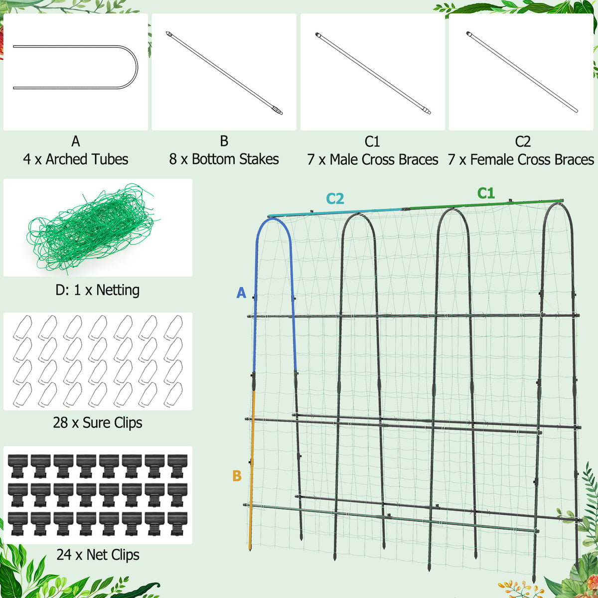 71 x 71 Inch U-Shaped Garden Arbor Trellis for Climbing Plants