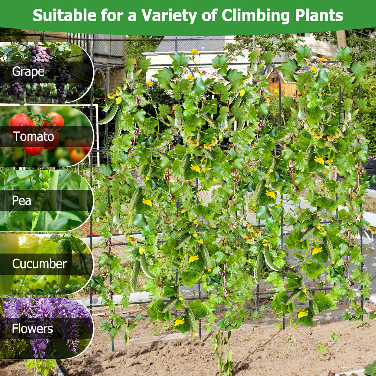 71 x 71 Inch U-Shaped Garden Arbor Trellis for Climbing Plants