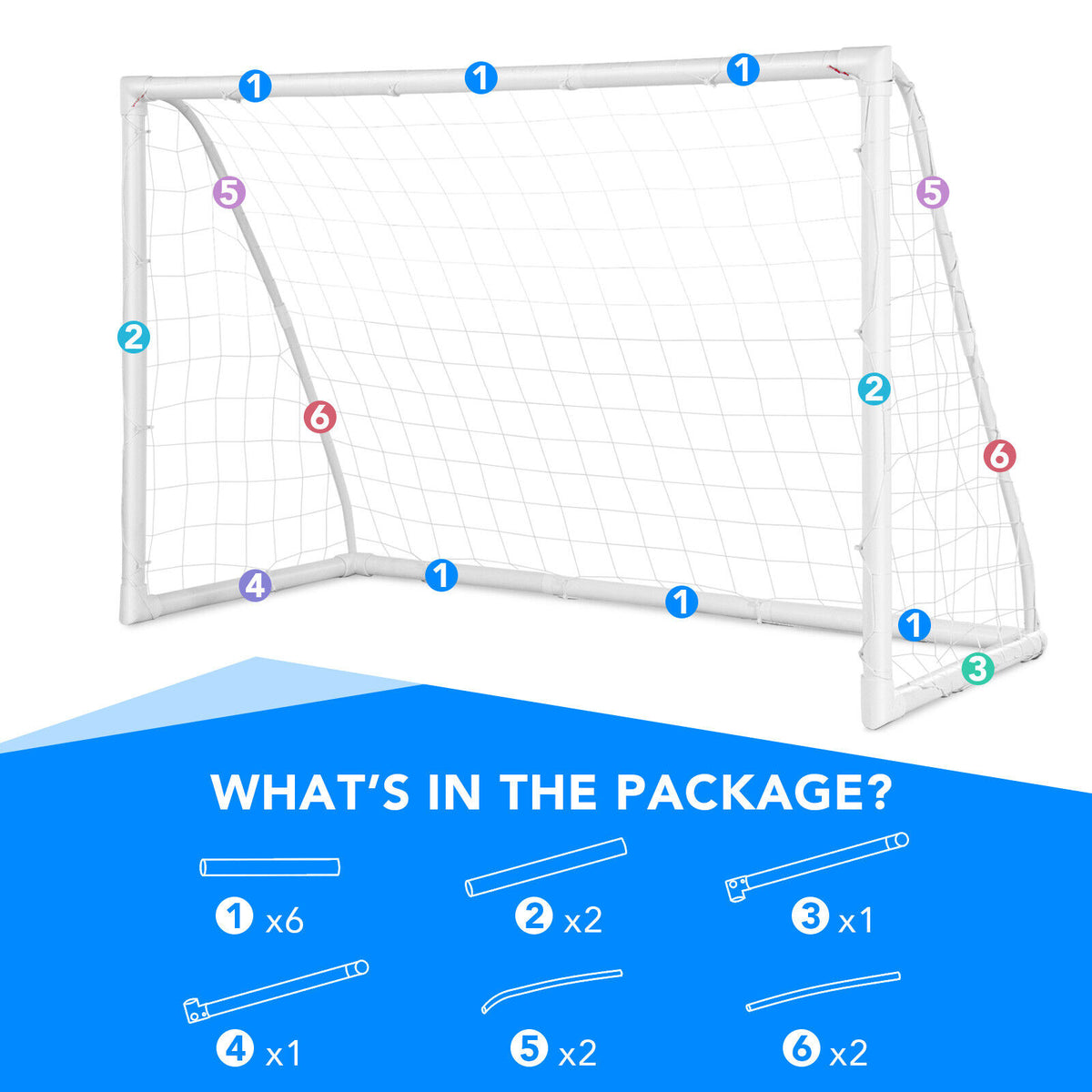 Soccer Goal with Durable UPVC Frame & High-Strength Net - 6x4 ft S