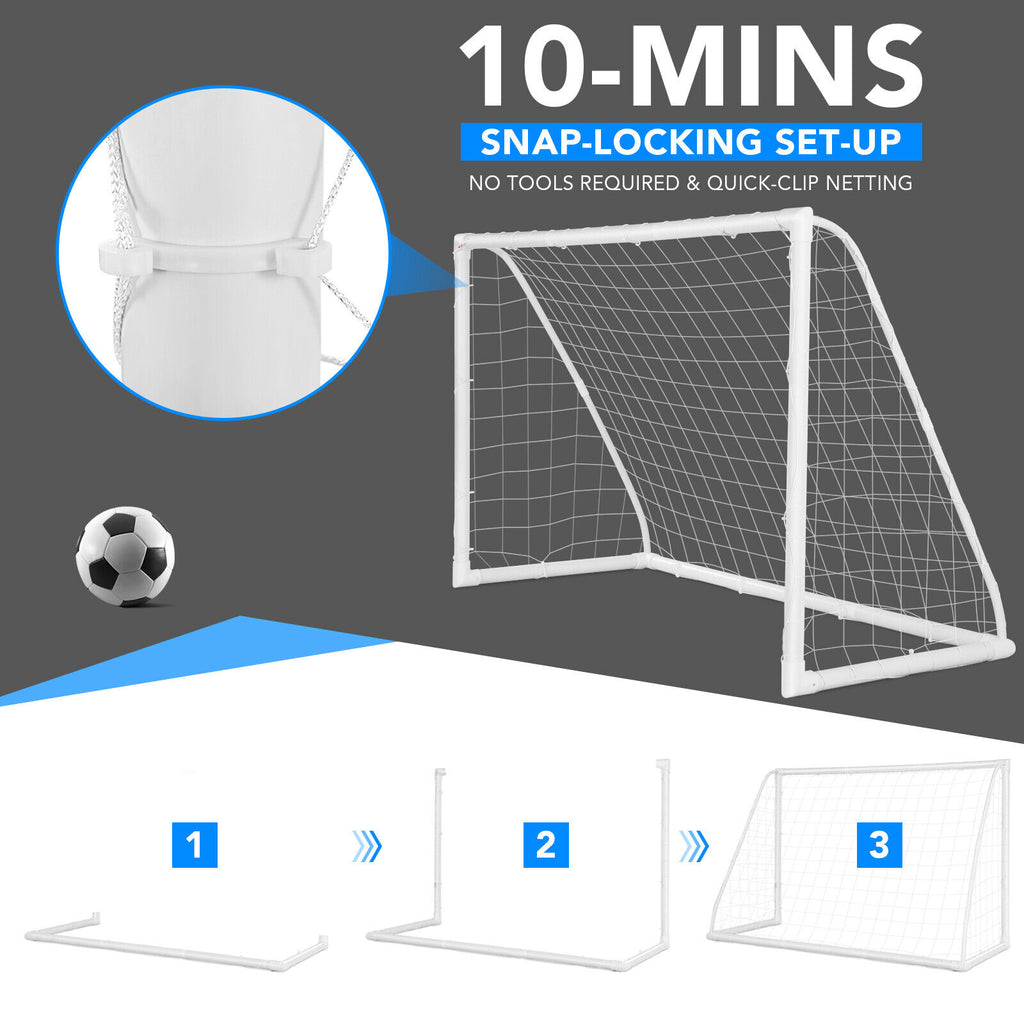 Soccer Goal with Durable UPVC Frame & High-Strength Net - 6x4 ft S